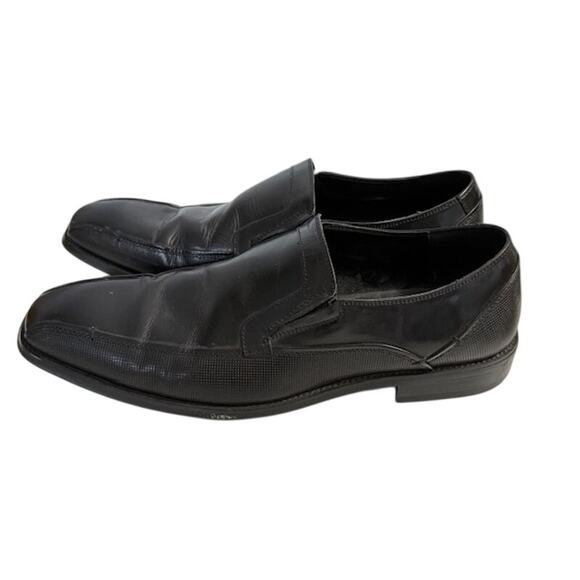 Reaction Kenneth Cole Men's Black Leather Loafers Witter Slip On Shoes Size 10 M - Picture 5 of 7